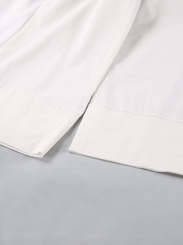 French Loose Casual Wide Leg Pants Square Collar Vest Cotton Linen Suit